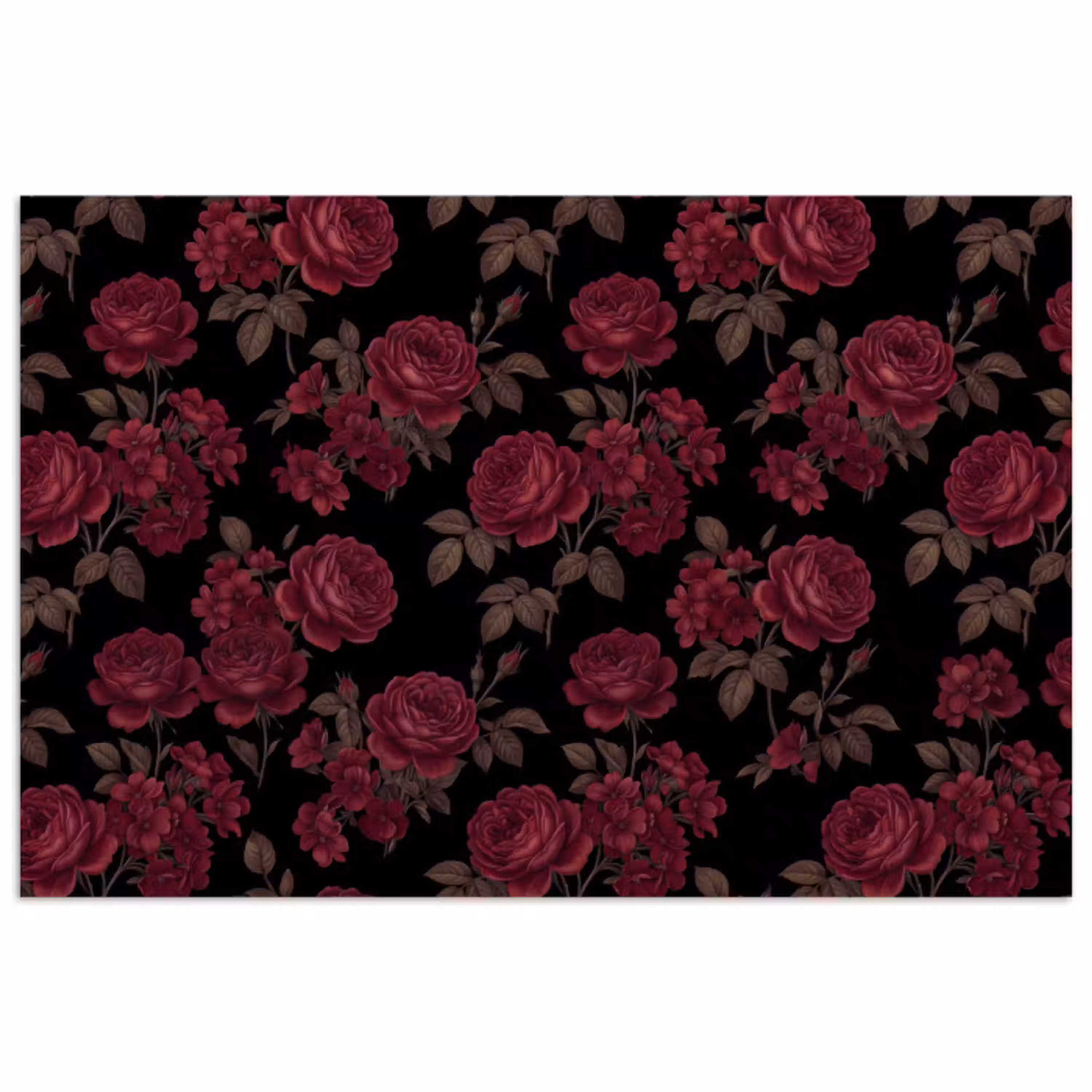 Bloemen - Roos - Patroon - Klassiek - Rood poster papier klein -3d