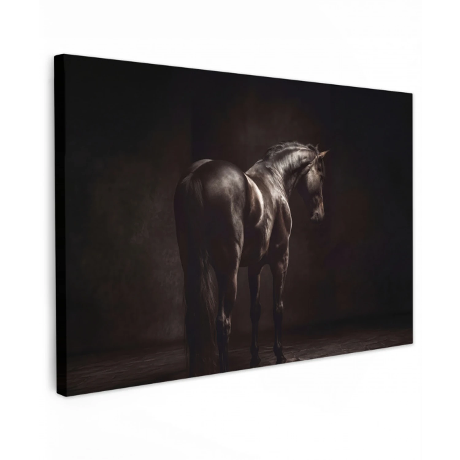 Krachtig - Paard - Donker Tuinposter op houten frame 2 cm dik klein -3d