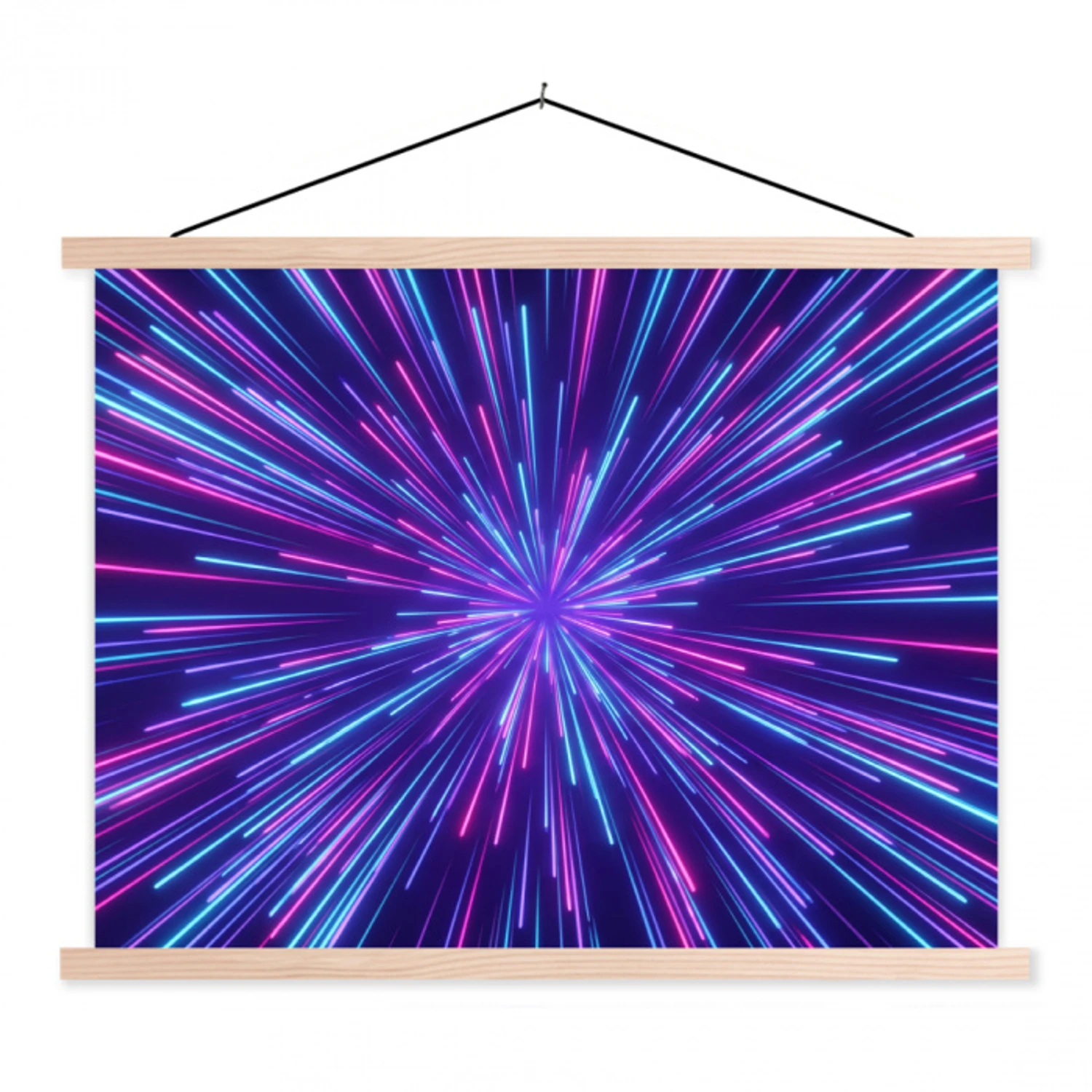 Dynamisch - Ruimte - Kleurrijk textielposter latten blank klein -3d