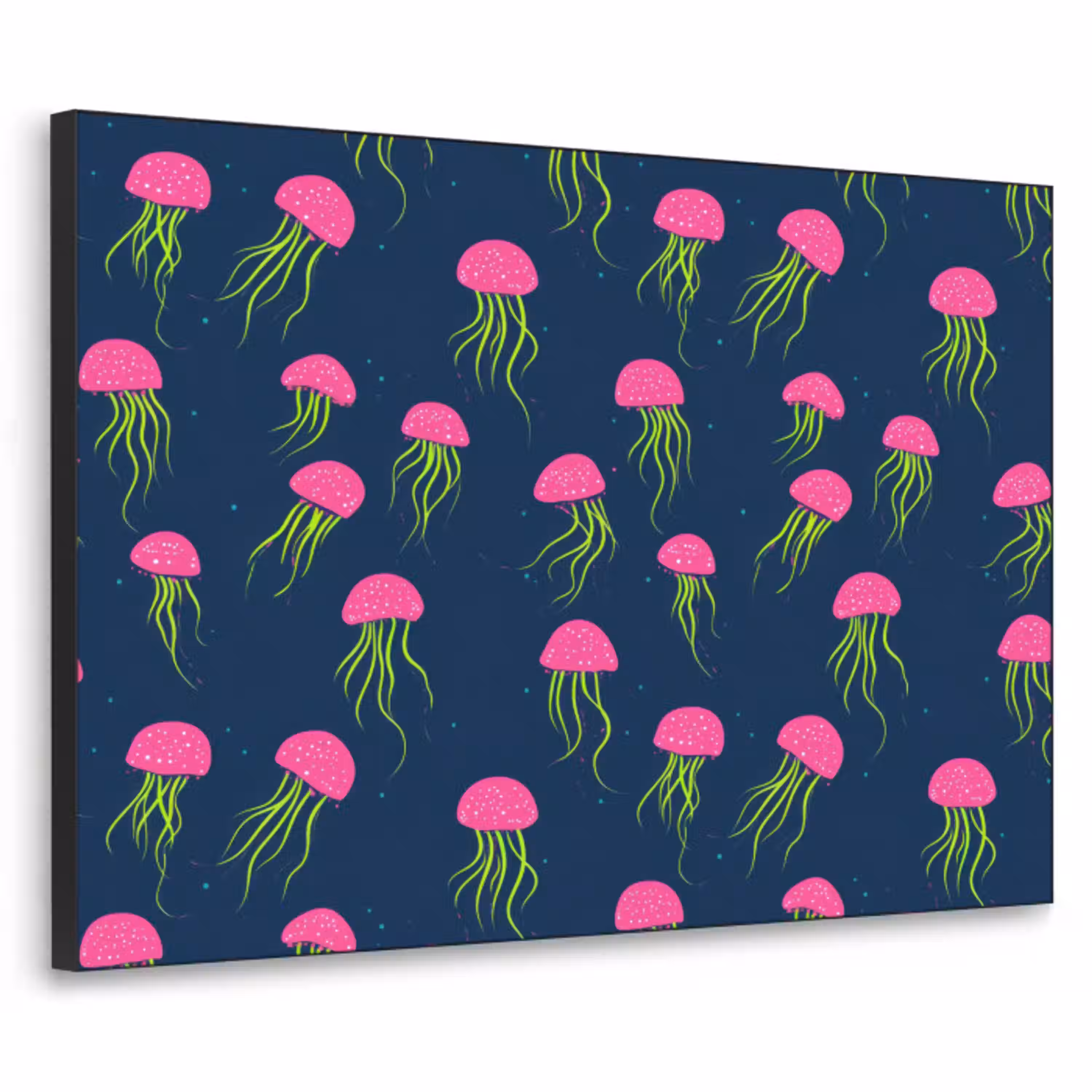 Kwallen - Diepzee - Neon Textielframe zwart klein 947 -3d