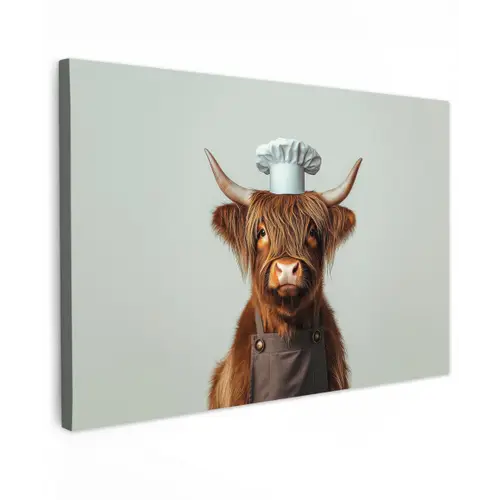 Schotse Hooglander - Bruin - Hoorns - Kokskleding canvas 2cm klein -z3d