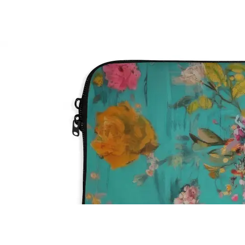 Luipaard - Bloemen - Kroon laptophoes neopreen klein -detail