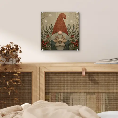 Kerstgnome - Konijntjes - Kleurrijk plexiglas 5mm klein -sfeer4