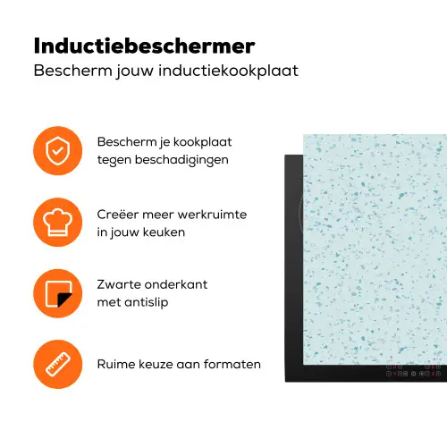 Terrazzo - Patroon - Kleurrijk - Baby Blauw Inductie beschermer vinyl 3mm klein 276 -zzzzzzz-td-ups