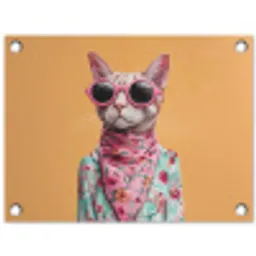Zonnebril - Kat - Sjaal - Bloemen tuinposter los doek klein -3d