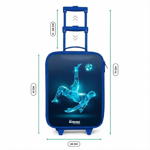 Omhaal in blauw neonvoetbal Kinderkoffer - Blauw klein -productfoto_formaten