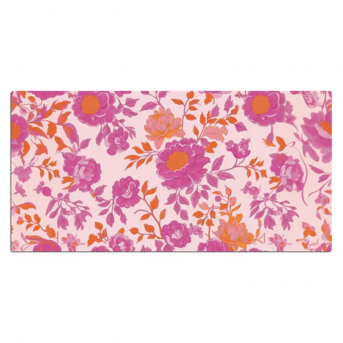 Bloemenpatroon - Roze - Oranje - Bloemen Muismat XXL klein -3d_leeg