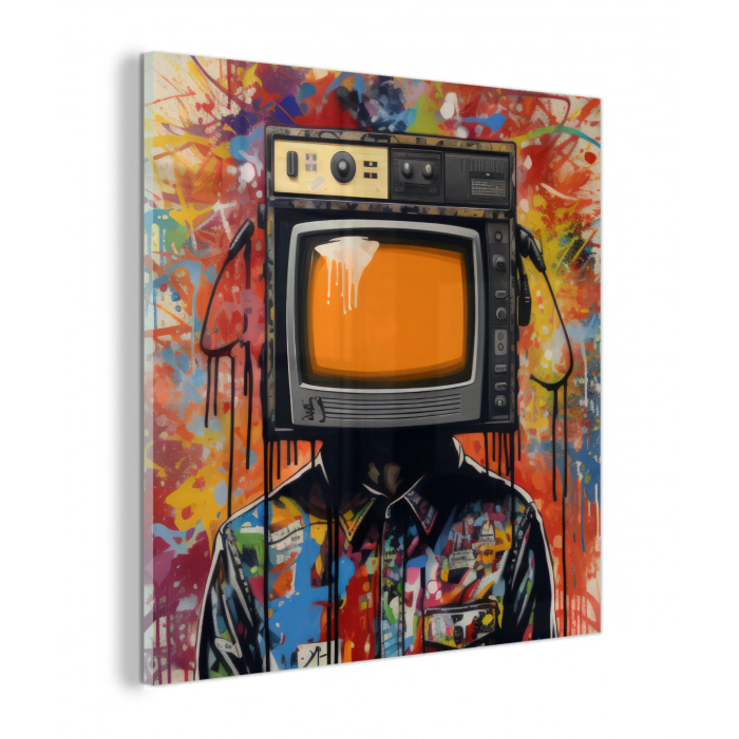 Televisie - Graffiti - Mens - Kleuren plexiglas 5mm klein -z3d