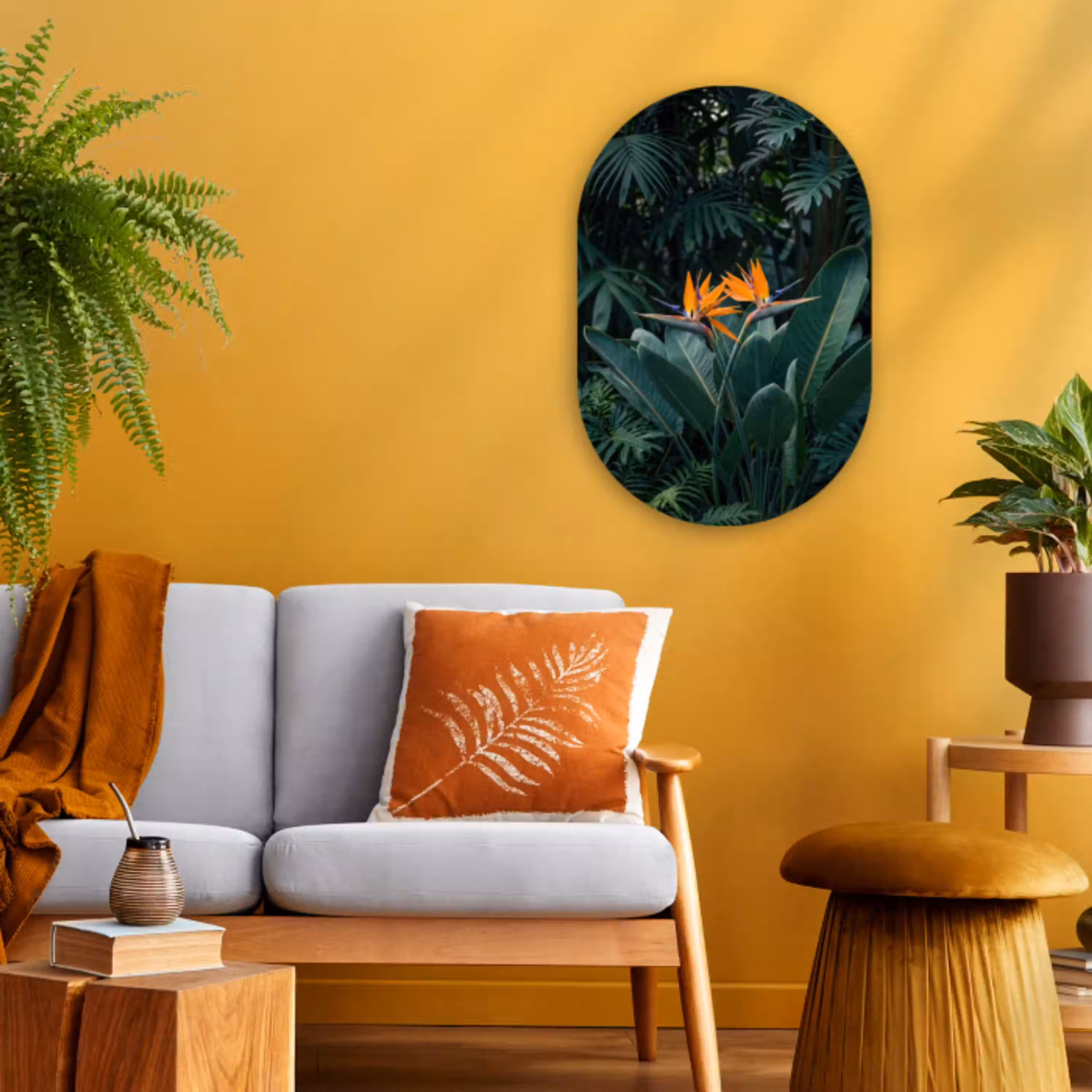 Paradijsvogel - Bloem - Exotisch Wandcirkel Ovaal Forex klein -sfeer4