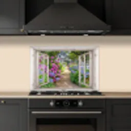Landhuis omlijst door Hortensia's keuken achterwand spatscherm klein -sfeer1
