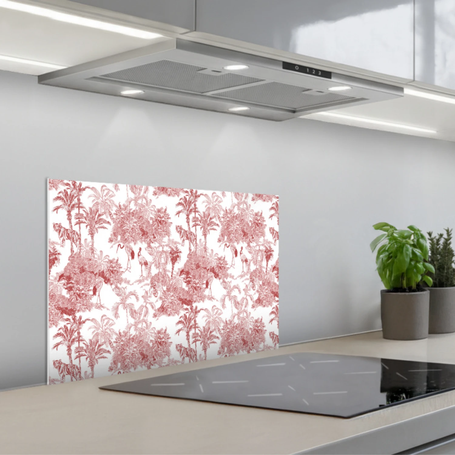 Tijger - Jungle - Natuur - Rood keuken achterwand spatscherm klein 900 -3d_schuin