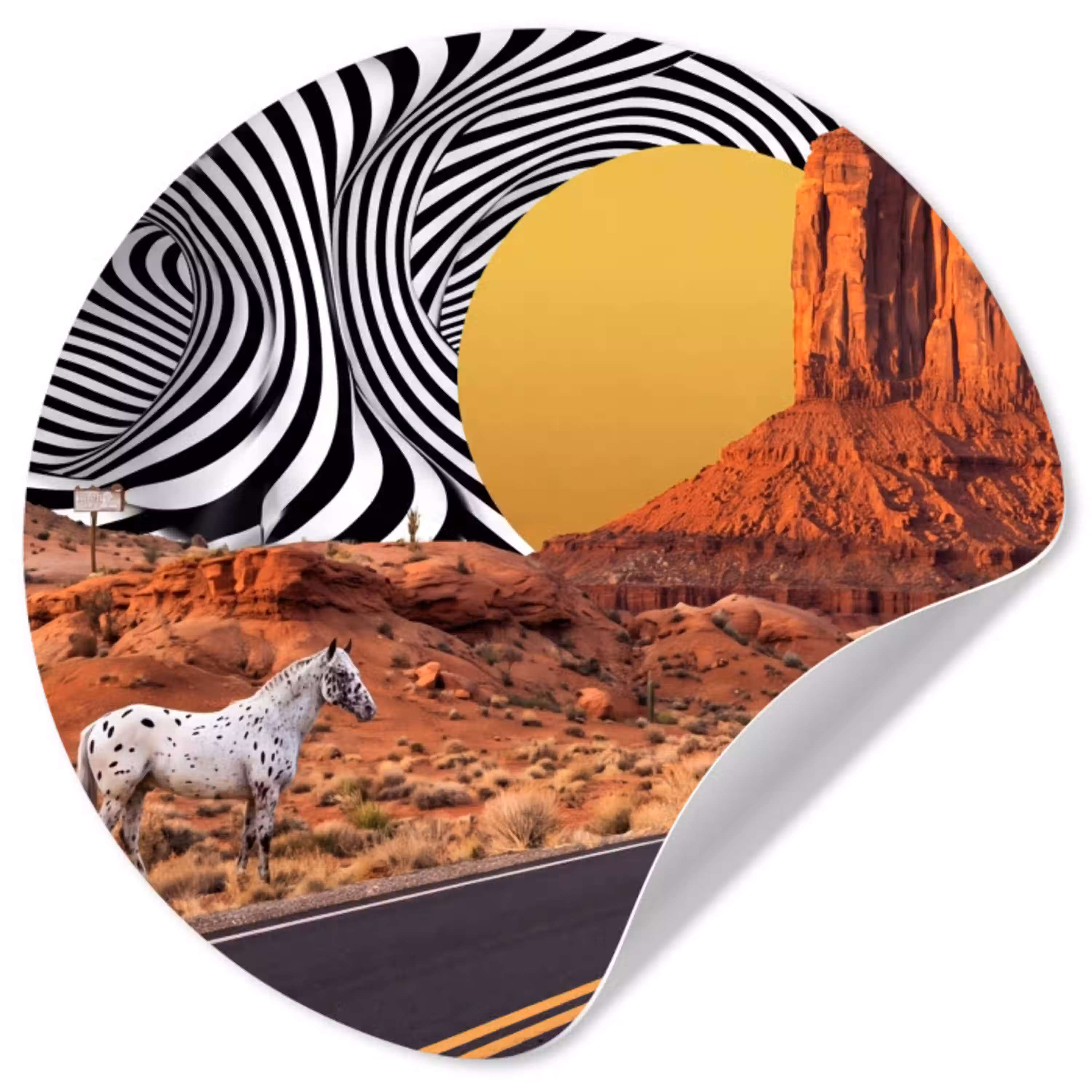 Paard - Woestijn - Natuur Wandcirkel behangsticker klein -3d