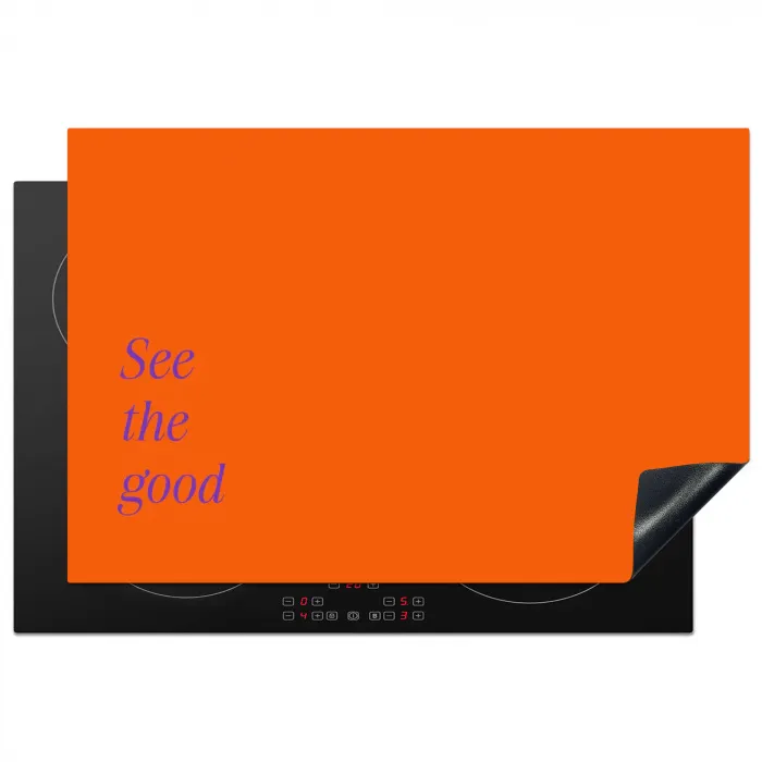 See te good - Paars - Oranje Inductie beschermer vinyl 3mm klein -3d