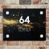 Gouden verfspatten - Modern Naambord Rechthoek middel -sfeer3