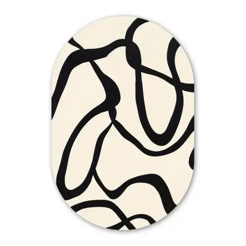 Abstract - Lijnen - Modern - Beige Wandcirkel Ovaal Glas middel -3d