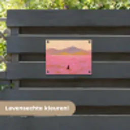 Bloemenweide - Heuvels - Silhouet - Roze tuinposter los doek klein -sfeer3