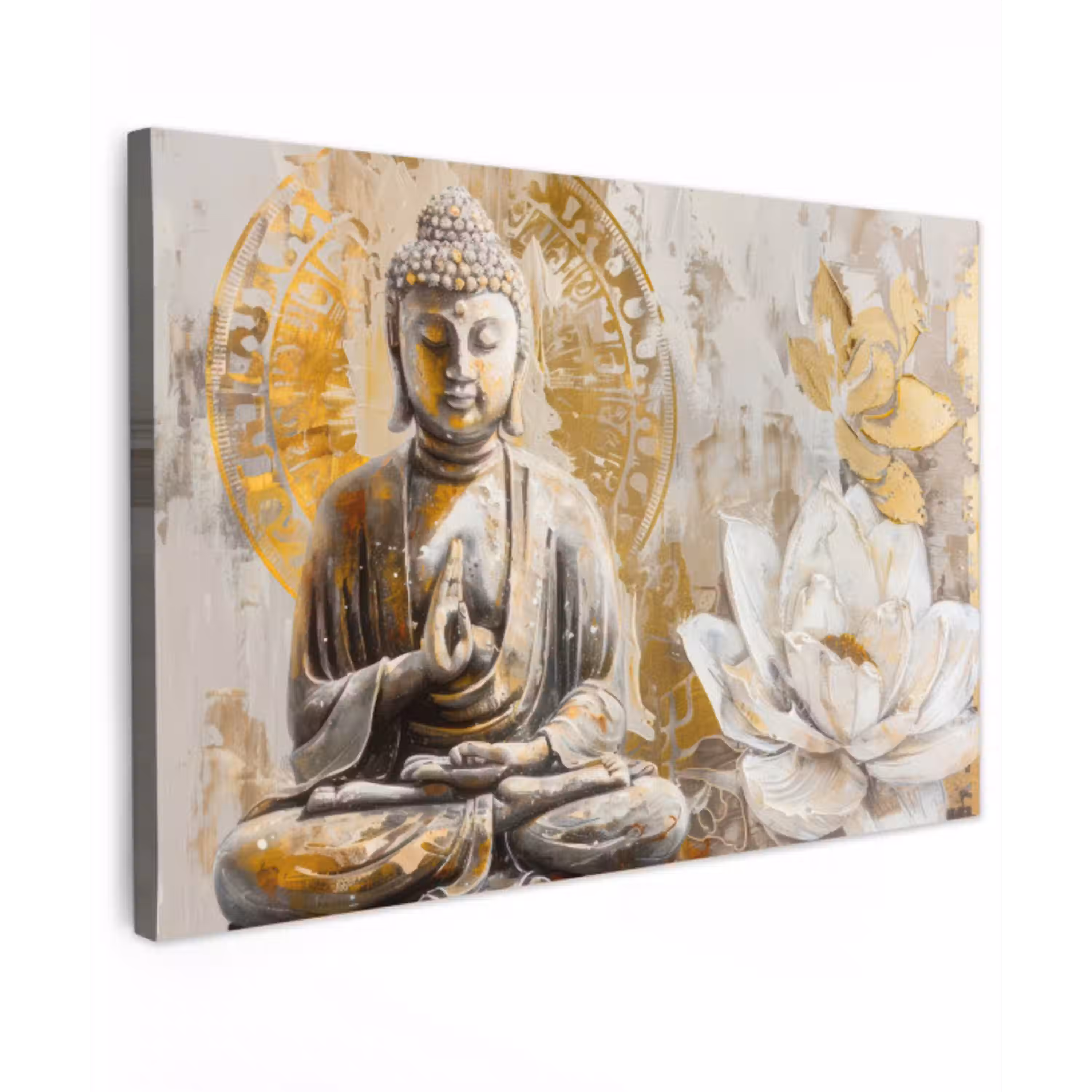 Boeddha - Bloem - Lotus - Spiritualiteit canvas 2cm klein -z3d