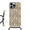 Waaierstructuren - Beige - Vezeltextuur Hoesje iPhone 16 Pro Max met koord klein 804 -3d