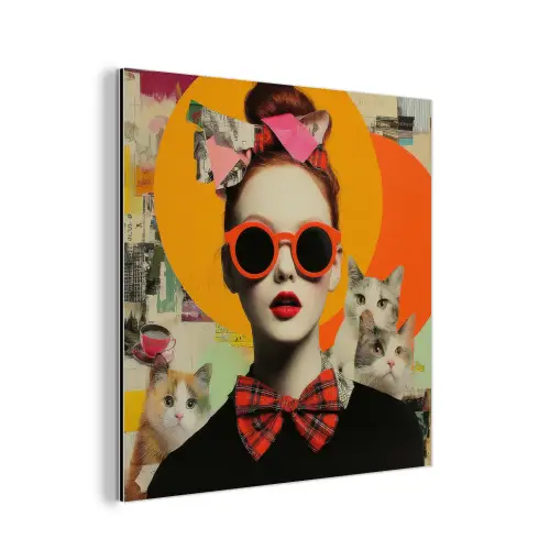 Vrouw - Bril - Strik - Retro aluminium wit klein -3d