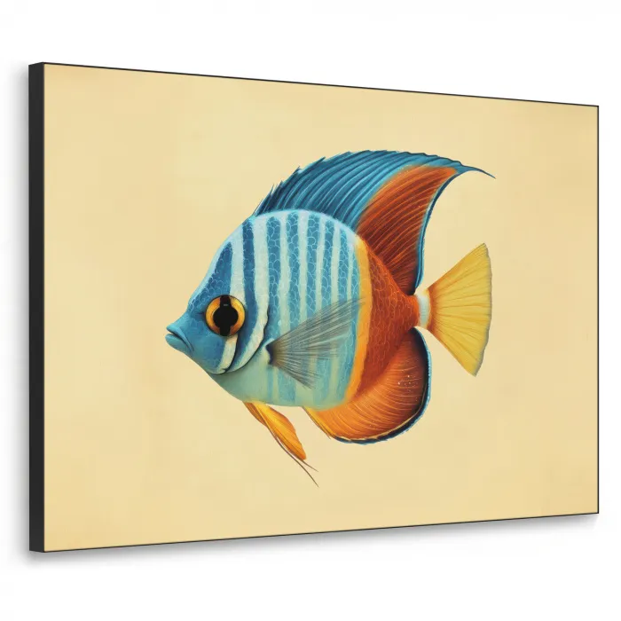 Vis - Vinnen - Blauw - Ogen Textielframe zwart klein -3d