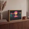 Stad - Gebouwen - Zon - Geel Light Box met batterij (Wandlamp) middel -sfeer2