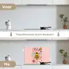 Bij - Geel - Bloemen - Kleurrijk keuken achterwand spatscherm klein -voor_na_NL