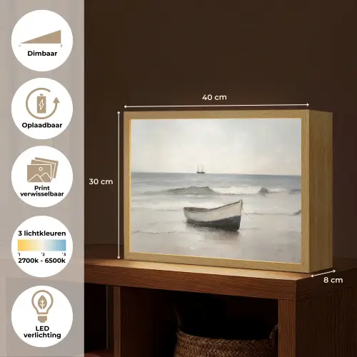 Roeiboot - Zee - Horizon Light Box met batterij (Wandlamp) middel -USP_websiteoverzichtNL