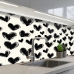 Hartjes - Patroon - Zwart keuken achterwand 2 middel 871 -3d_schuin