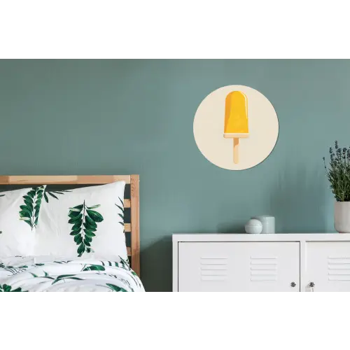 Oranje - Stokje - Waterijsje Wandcirkel aluminium klein -slaapkamer