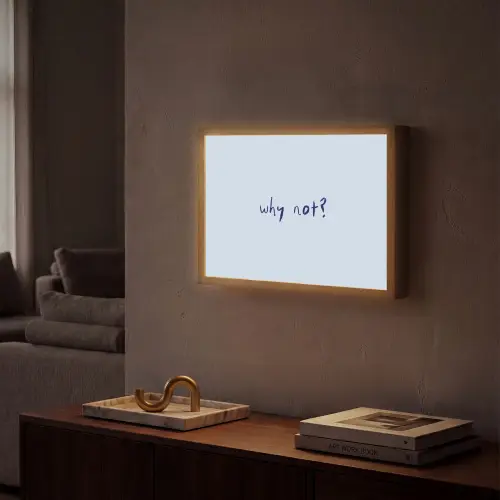 Why not - Blauw - Donker blauw - Quote Light Box met batterij (Wandlamp) middel -sfeer1