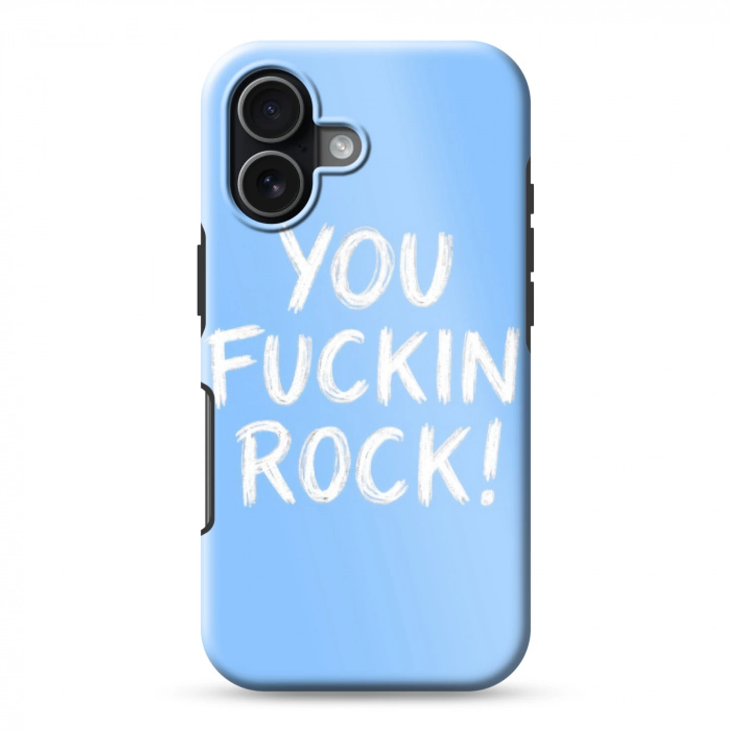 Blauw - Wit - You fuckin rock Toughcase MagSafe Apple iPhone 17 klein -3d