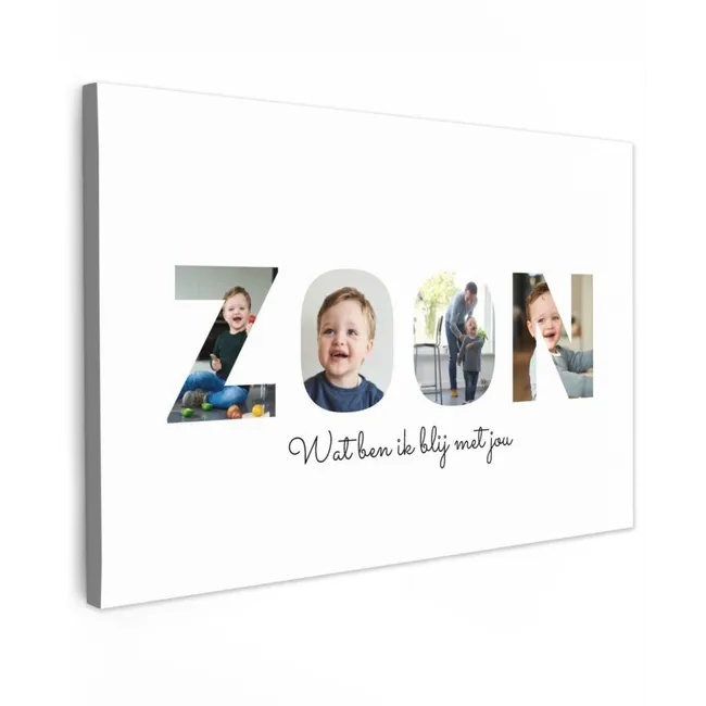 Gepersonaliseerd buiten canvas - Zoon - Lettercollage