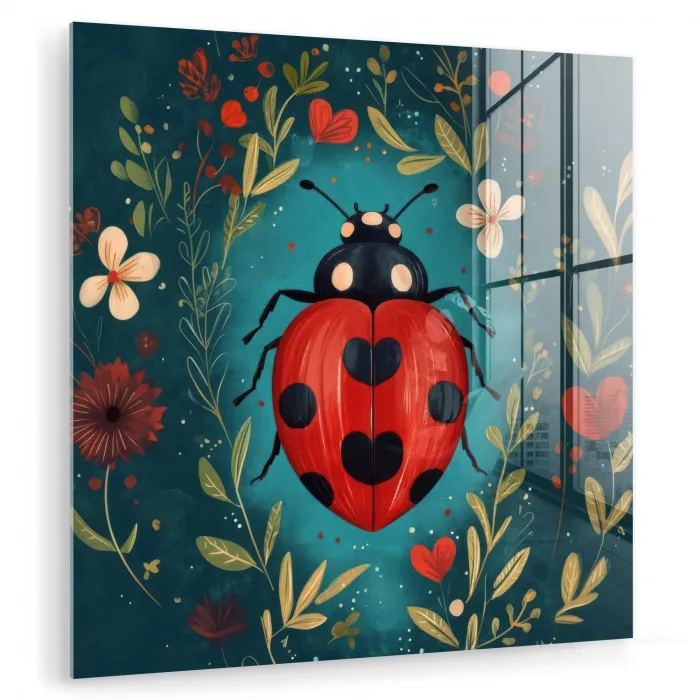 Bloemen - Lieveheersbeestje - Hartje - Rood plexiglas 5mm klein -zzzproduct_nieuw