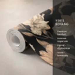 Orchideeën - Lijntekening - Patroon - Beige - Zwart Behang Vinyl klein 1060 -USP_closeupNL