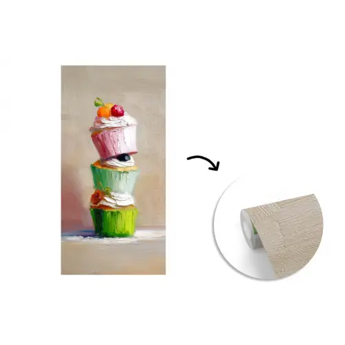 Cupcakes - Gestapeld - Kleurrijk - Fruit fotobehang vinyl groot -3d