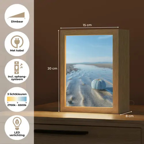 Strand - Schild - Water - Blauw Light Box met kabel (Tafellamp) klein -USP_NL