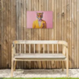 Tijger - Bril - Geel - Jasje Tuinposter op houten frame 2 cm dik klein -sfeer4