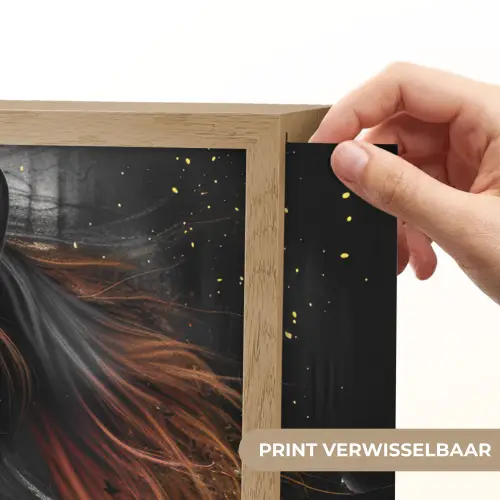 Paard - Dieren - Zwart - Luxe - Modern Light Box met batterij (Wandlamp) middel -USP_websiteprintNL