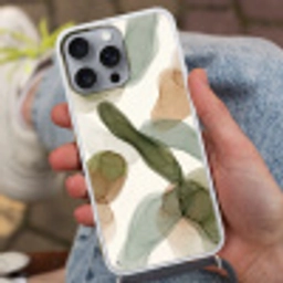 Abstract - Vormen - Modern - Kunst - Groen - Bruin Hoesje iPhone 16 Pro Max met koord klein -sfeer3