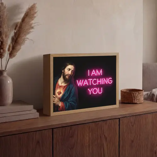 Man - Tekst - Neon Light Box met batterij (Wandlamp) middel -sfeer2