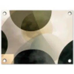 Vlakken - Abstract - Beige - Cirkels tuinposter los doek klein -3d