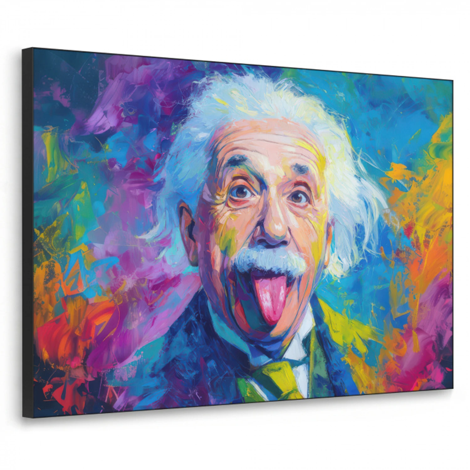 Oude man - Expressief - Kleurrijk Textielframe zwart klein -3d