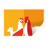 Kippen - Oranje - Vlakken Muursticker klein -3d