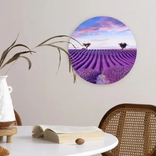 Lavendel - Natuur - Paars - Bomen - Bloemen Wandcirkel kunststof plaat 5mm dik klein -sfeer4