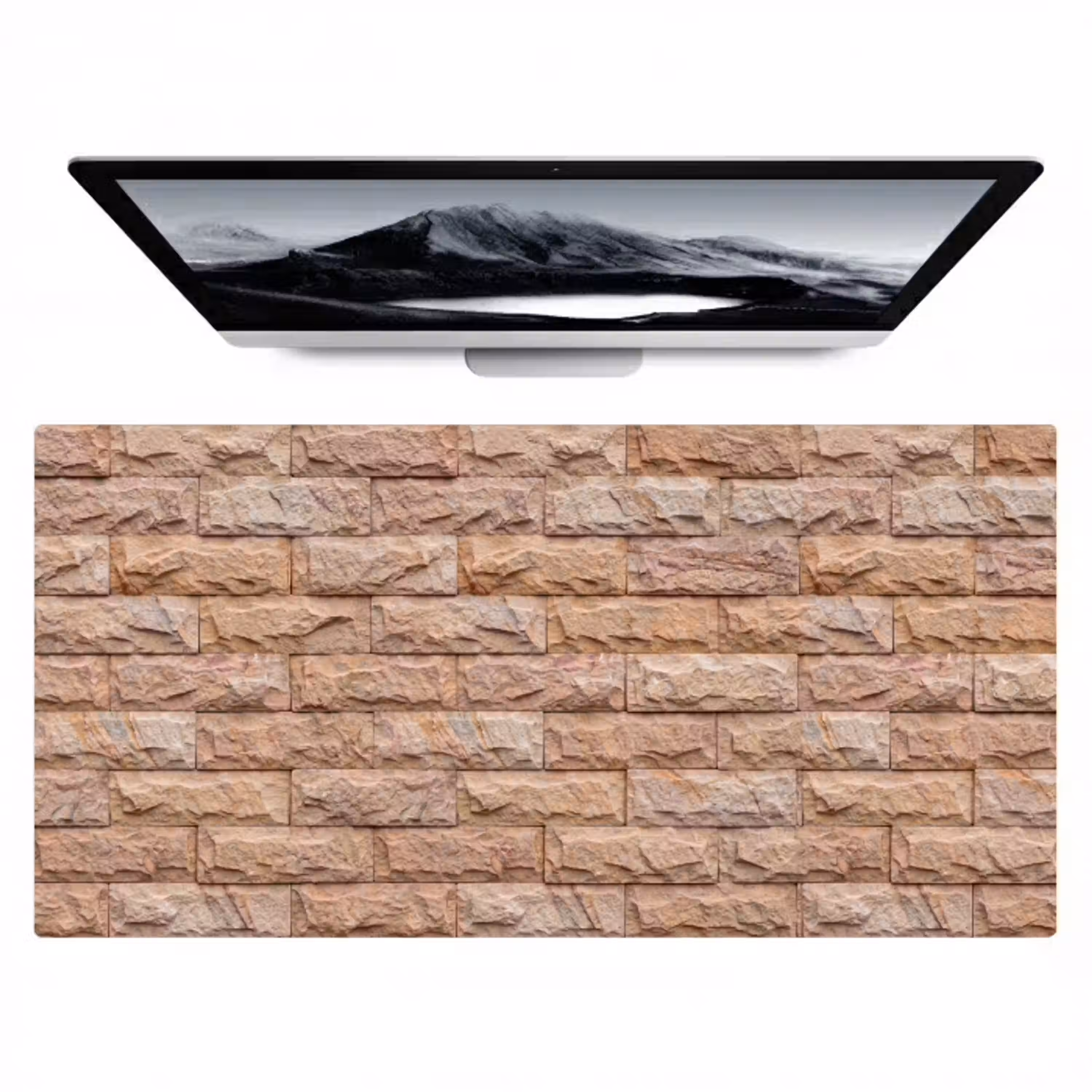 Muur - Steen - Ruw - Textuur - Beige Muismat XXL klein -zzz3d