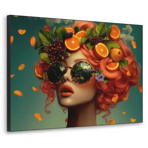 Vrouw - Sinaasappel - Bessen - Oranje Textielframe - compleet frame klein -3d