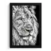 Portret - Leeuw - Zwart wit fotolijst zwart zonder passe partout klein -3d
