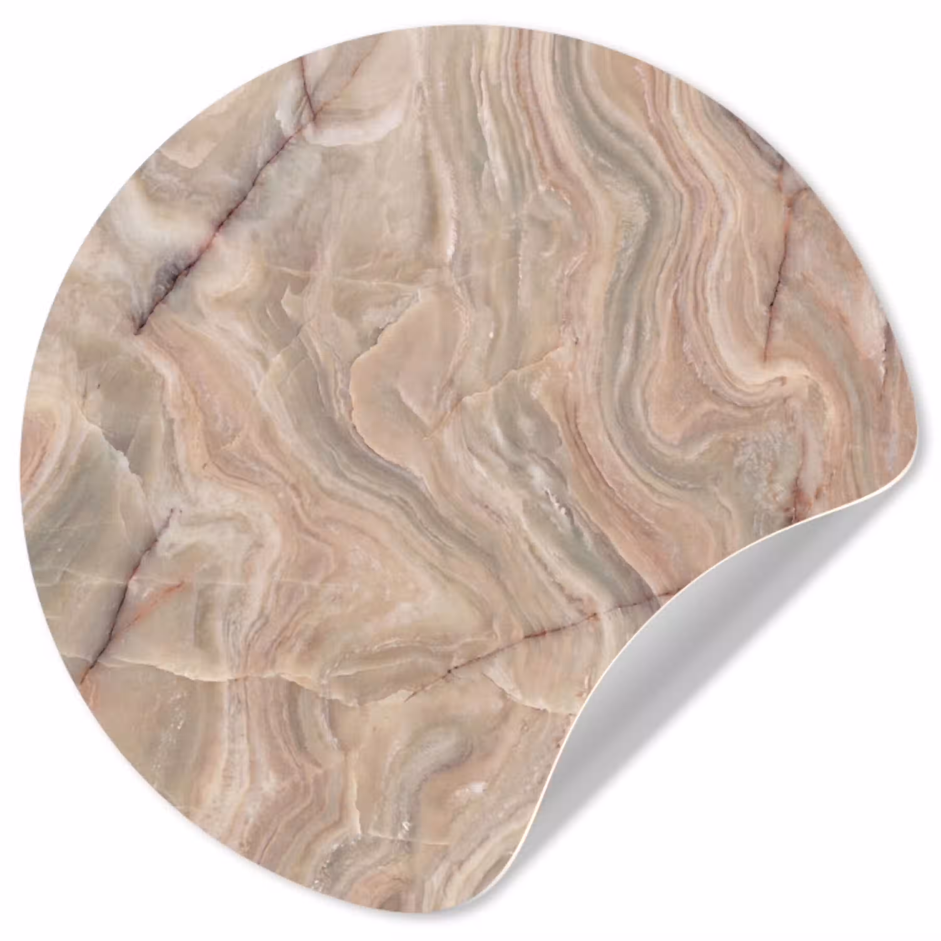 Marmer - Patroon - Abstract - Beige - Groen Wandcirkel behangsticker klein -3d