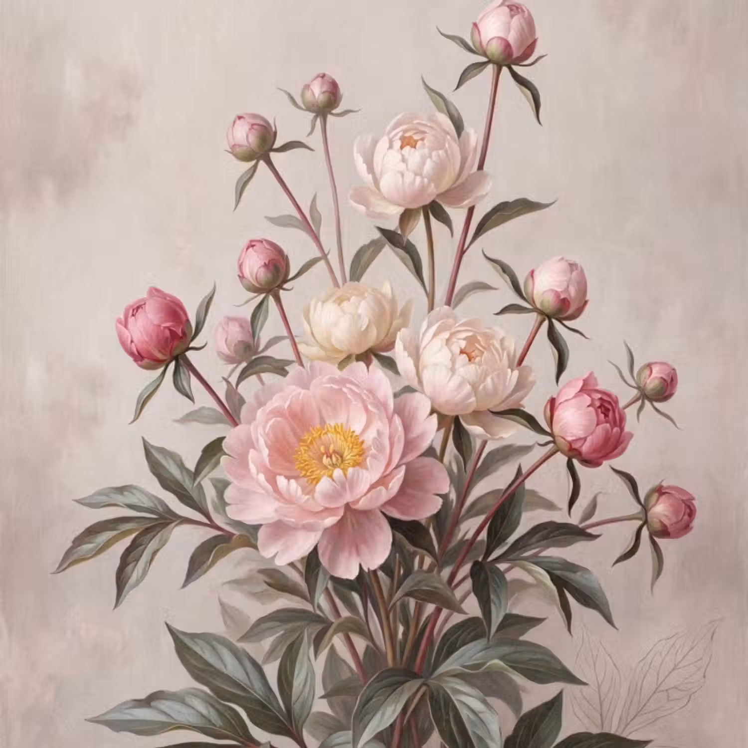 Tapete - Pfingstrosen - Strauß - Rosa