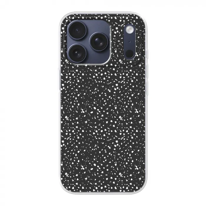 Terrazzo -  Patroon - Zwart - Wit Telefoonhoesje iPhone 17 Pro klein 878 -3d